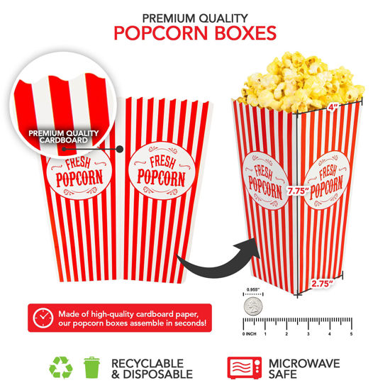 GetUSCart- [50 Pack] Movie Theater Popcorn Boxes Disposable Red & White ...