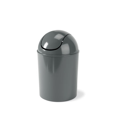 Picture of Umbra 1.25-Gallon Mini Waste Can w/ Swing-Top Lid - Small Garbage Bin for Compact Spaces Under Tables & Counters, Miniature Trashcan, Removable Lid for Kitchens Bathrooms Bedrooms Dorms, Dark Grey