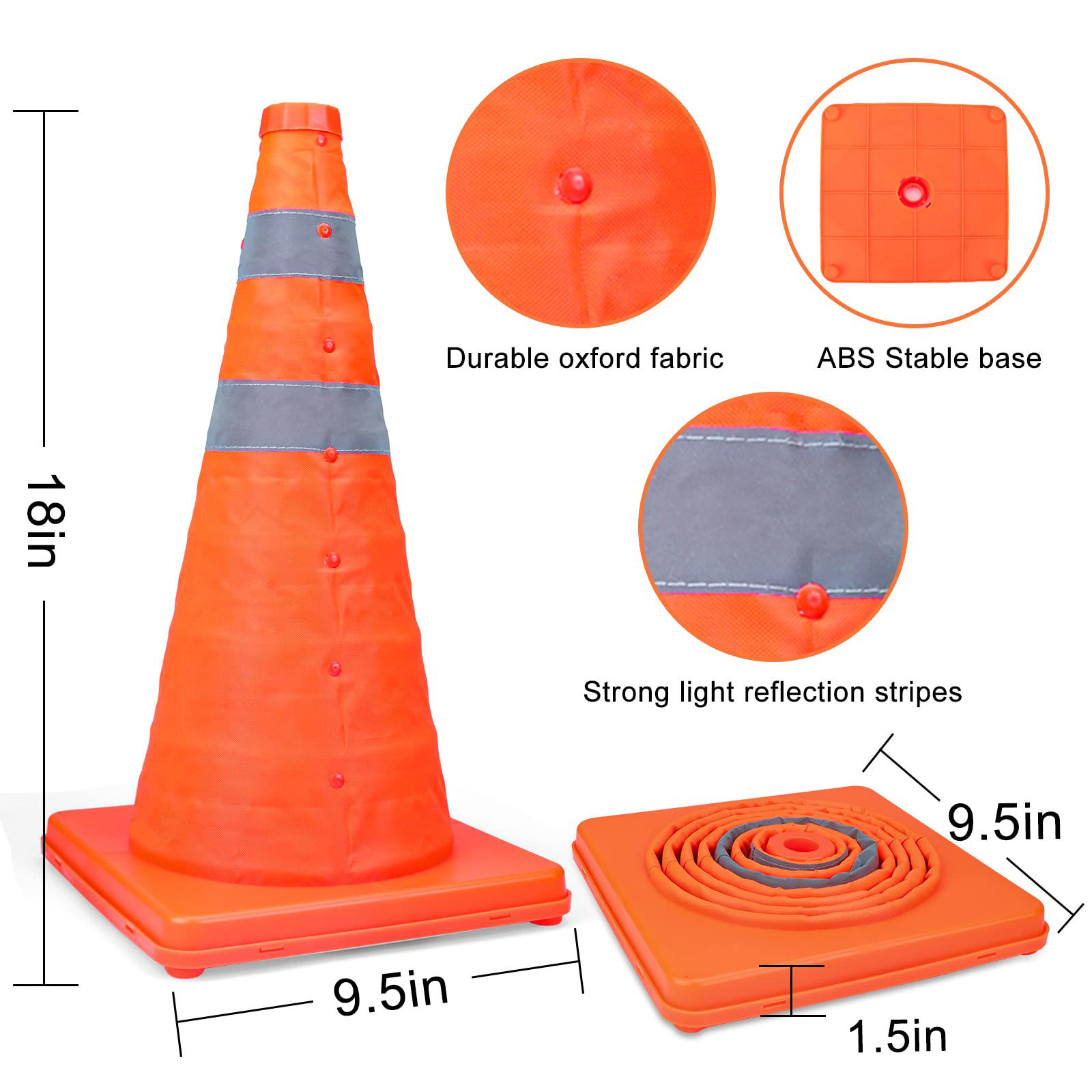 GetUSCart [3 Pack]18 Inch Collapsible Traffic Safety Cones Parking