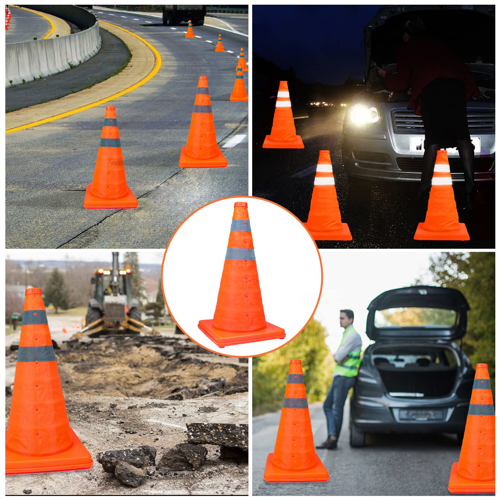18 Inch Collapsible Taffic Cones, Safety Cones With