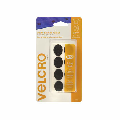 Picture of VELCRO Brand for Fabrics | Permanent Sticky Back Fabric Tape for Alterations and Hemming | Peel and Stick - No Sewing, Gluing, or Ironing | Pre-Cut Ovals, 1 x 3/4 inch, Black - 8 Sets,91879