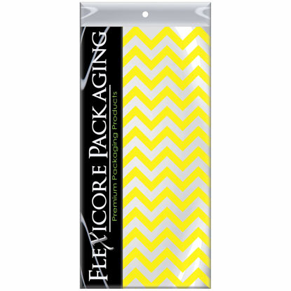 Picture of Flexicore Packaging Yellow Chevron Print Gift Wrap Tissue Paper Size: 15 Inch X 20 Inch | Count: 50 Sheets | Color: Yellow Chevron