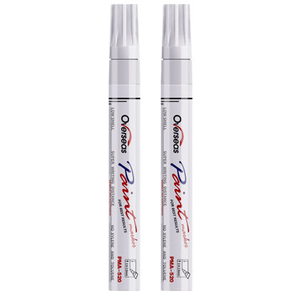 Picture of Permanent Paint Pens White Markers - 2 Pack Single color Oil Based, Medium Tip, Quick Drying and Waterproof Marker Pen for Metal, Rock Painting, Wood, Fabric, Plastic, Canvas, Mugs