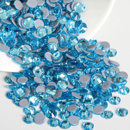 Picture of Beadsland Hotfix Rhinestones, 1440pcs Flatback Crystal Rhinestones for Crafts Clothes DIY Decorations, Aquamarine, SS12, 3.0-3.2mm