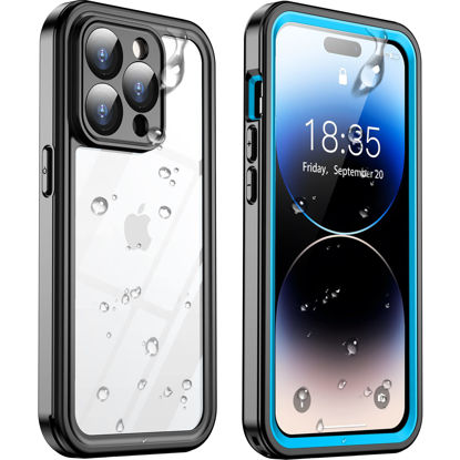 Picture of Temdan for iPhone 14 Pro Case Waterproof,Built-in 9H Tempered Glass Screen Protector [IP68 Underwater][14FT Military Dropproof][Dustproof][Real 360] Full Body Shockproof Protective Case Blue/Clear
