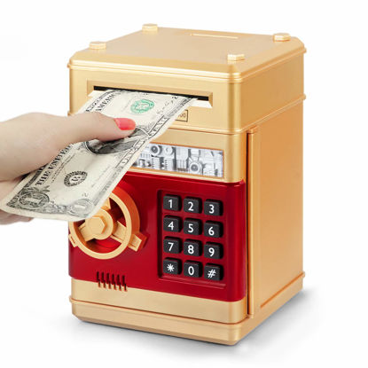 Picture of Refasy Money Bank for Kids,Electronic Piggy Bank Money Coin Banks for Children Best Toys Gifts for Boys Girls Mini ATM Kid Bank Password Money Saving Box Coin Can for Kid