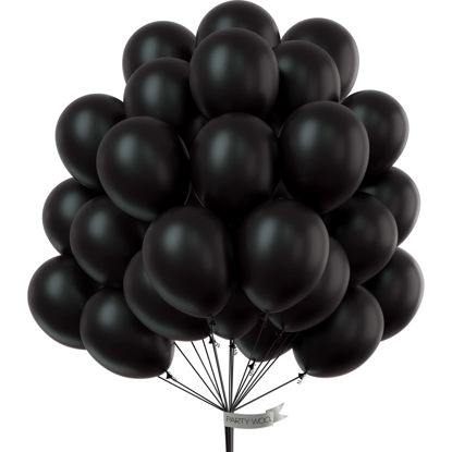 Picture of PartyWoo Black Balloons, 50 pcs 12 Inch Matte Black Balloons, Latex Balloons for Balloon Garland Arch as Party Decorations, Birthday Decorations, Wedding Decorations, Retirement Party Decorations