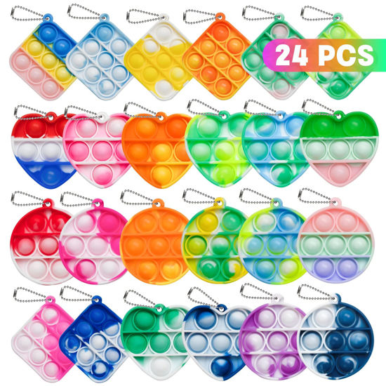 Picture of 24 PCS Pop Fidget Toys Its Party Favors Toddler Toys,3 Shape Pop Keychain It Kids Toys Easter Basket Stuffers Fidgets Packs Sensory Toys Stress Toys Party Fidget Pack Popper Toy Gift for Girls Boys