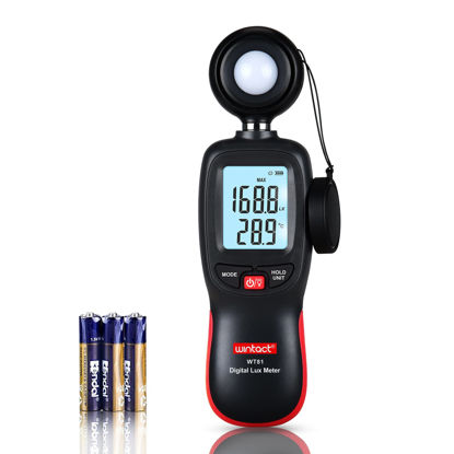 Picture of Wintact Digital Illuminance Light Meter Handheld with Thermometer Ambient, Lux Meter Range up to 200,000 Lux, Photometer Light Intensity Sense Test for Garden Indoor Plants LED Grow Light, Photography