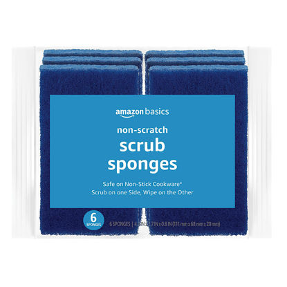 Picture of Amazon Basics Non-Scratch Sponges, 6-Pack, Blue