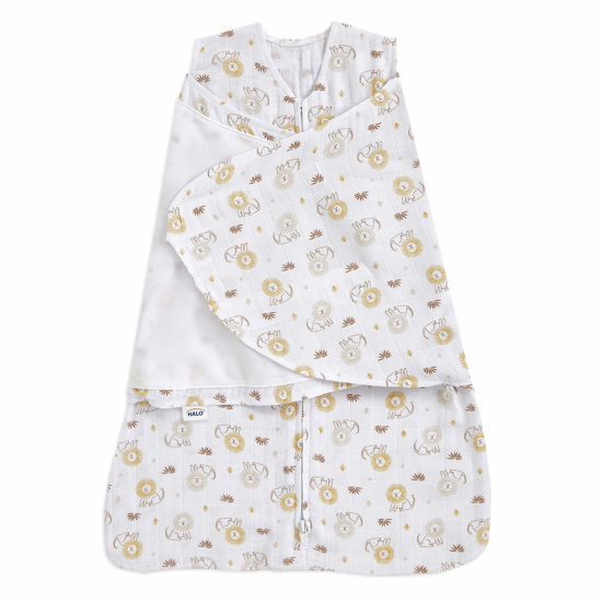 Picture of HALO 100% Cotton Sleepsack Swaddle, 3-Way Adjustable Wearable Blanket, TOG 1.5, Lions, Small, 3-6 Months