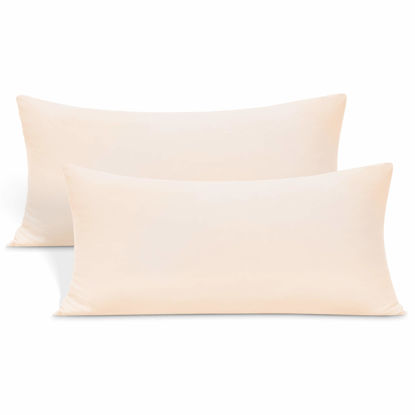 Picture of Stretch Toddler Pillowcases - Jersey Knit Travel Pillow Cases to Fit Pillows Sized 12x16, 13x18 or 14x20, Ultra Soft Envelope Closure Small Pillowcases Set of 2, Pink