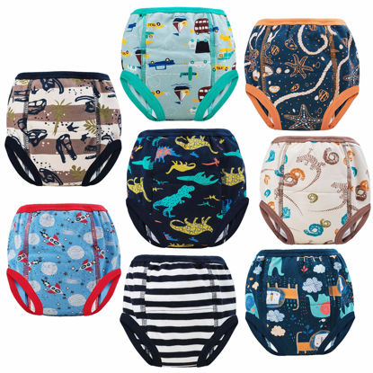 Picture of MooMoo Baby 8 Packs Potty Training Pants Cotton Absorbent Training Underwear for Toddler Baby Boy 7T