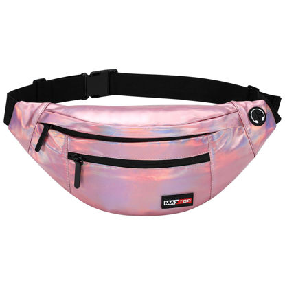 Picture of MAXTOP Holographic Crossbody Fanny Pack Belt Bag with 4-Zipper Pockets,Gifts for Enjoy Sports Festival Workout Traveling Running Casual Hands-Free Wallets Waist Pack Phone Bag Carrying All Phones