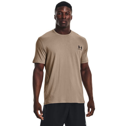 Picture of Under Armour mens Sportstyle Left Chest Short-Sleeve T-Shirt , (236) Sahara / Black / Black , 4X-Large