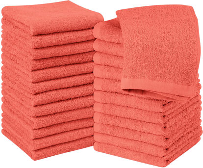 Picture of Utopia Towels Cotton Washcloths Set - 100% Ring Spun Cotton, Premium Quality Flannel Face Cloths, Highly Absorbent and Soft Feel Fingertip Towels (24 Pack, Coral)