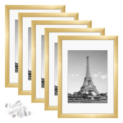 upsimples 16x20 Picture Frame Set of 5, Display Pictures 11x14 with Mat or  16x20 Without Mat, Wall Gallery Poster Frames, Gold