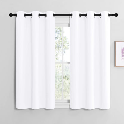 Picture of NICETOWN White Window Curtain Panels 48 inch Length, 50% Light Blocking Curtains for Bedroom & Dining Room Window (Set of 2, 42 inches x 48 inches)