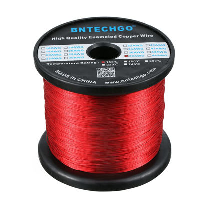 Picture of BNTECHGO 38 AWG Magnet Wire - Enameled Copper Wire - Enameled Magnet Winding Wire - 3.0 lb - 0.0039" Diameter 1 Spool Coil Red Temperature Rating 155℃ Widely Used for Transformers Inductors