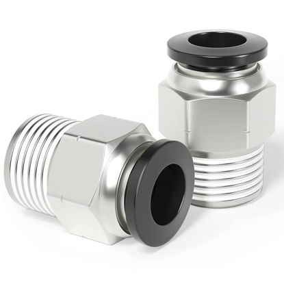 Picture of TAILONZ PNEUMATIC Male Straight 1/2 Inch Tube OD x 3/8 Inch NPT Thread Push to Connect Fittings PC-1/2-N3 (Pack of 10)