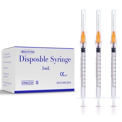 1Ml Syringe with Needle-25G 1 Inch Needle, Disposable Individual  Package-Pack of 100 Sealed Sterile Syringe Durable Easy to Use