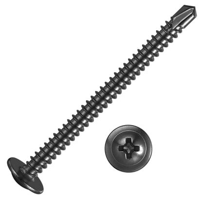 Picture of Wensilon (100Pcs)#8×2” for Sheet Metal Self-Tapping Screws 410 Black Stainless Steel Truss Head High-Strength Quick Tapping