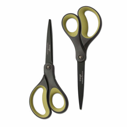 Picture of LIVINGO 2 Pack 8" Titanium Non-Stick Scissors, Professional Stainless Steel Comfort Grip, All-Purpose, Straight Office Craft Scissors for Tape, Paper, Cardboard(Green/Yellow)