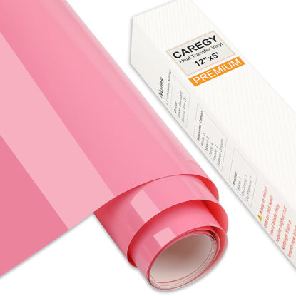 Picture of CAREGY Iron on Heat Transfer Vinyl Roll HTV (12''x5',Pink) (package may Vary)