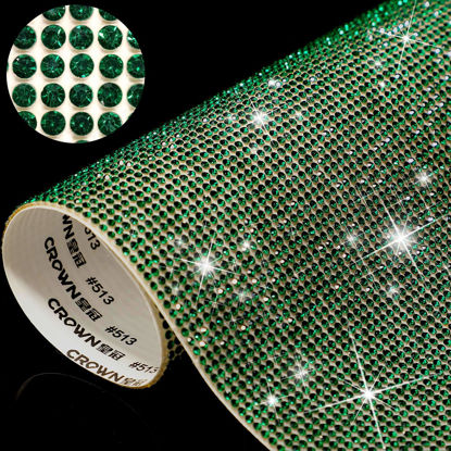 Picture of 12000 Pieces Bling Bling Rhinestone Sheet Rhinestones Sticker DIY Car Decoration Sticker Self Adhesive Glitter Rhinestones Crystal Gem Stickers for Car Decoration, 9.4 x 7.9 Inch (Dark Green)