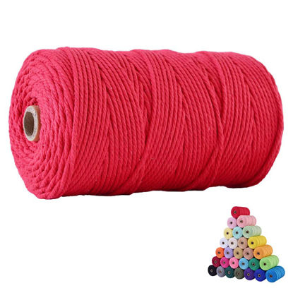 Picture of FLIPPED 100% Natural Macrame Cotton Cord,4mm x110 Yards Macrame Cords Colored Cotton Macrame Rope Craft Cord for DIY Crafts Knitting Plant Hangers Christmas Wedding Décor (Red, 4mm110yards)