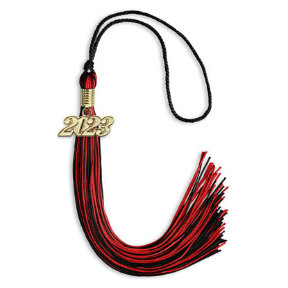 Picture of Endea Graduation Mixed Double Color Tassel with Gold Date Drop (Black/Red, 2023)