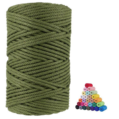 Picture of FLIPPED 100% Natural Cotton Macrame Cord,5mm x110 Yards Macrame Cords Colored Cotton Macrame Rope Craft Cord for DIY Crafts Knitting Plant Hangers Christmas Wedding Décor（Olive Green）