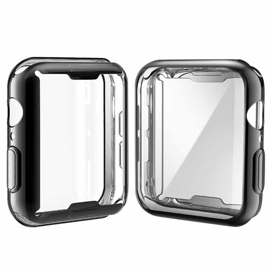 Picture of [2-Pack] Julk 44mm Case for Apple Watch Series 6 / SE/Series 5 / Series 4 Screen Protector, Overall Protective Case TPU HD Ultra-Thin Cover (1 Black+1 Transparent)