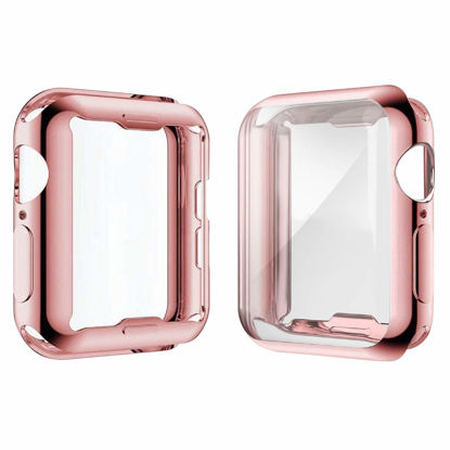 Picture of [2-Pack] Julk 44mm Case for Apple Watch Series 6 / SE/Series 5 / Series 4 Screen Protector, Overall Protective Case TPU HD Ultra-Thin Cover (1 Rose Pink+1 Transparent)
