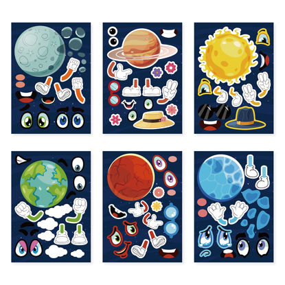 Picture of 24 Sheets 8.27''×5.9'' Make Your Own Space Stickers for Kids Toddlers, Make a Face Stickers for Kids Party Favors Activities