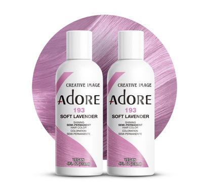 Picture of Adore Semi Permanent Hair Color - Vegan and Cruelty-Free Hair Dye - 4 Fl Oz - 193 Soft Lavender (Pack of 2)