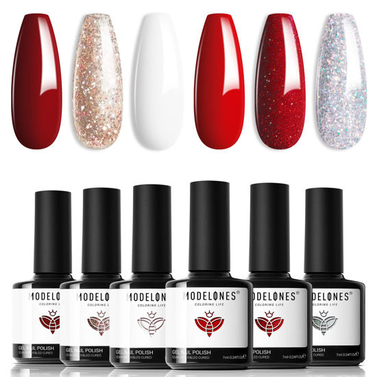Classy Grey Dark sparkly Red colors gel nail polish kit with Light – Jofay  Fashion