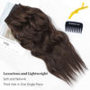 Picture of KooKaStyle Invisible Wire Hair Extensions with Transparent Headband Adjustable Size 4 Secure Clips Long Wavy Secret Wire Hairpiece 20 Inch Reddish Chocolate Brown for Women