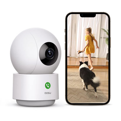 Picture of 2K Indoor, aosu Baby Monitor Pet Camera 360-Degree for Home Security, WiFi IP Cam with 5/2.4 GHz Wi-Fi, One-Touch Calls, Smart Motion Tracking, IR Night Vision, Compatible with Alexa