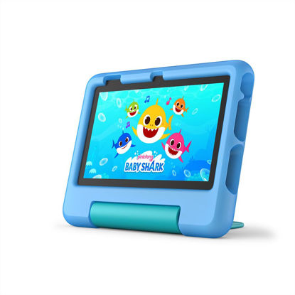 Picture of Amazon Fire 7 Kids tablet, ages 3-7. Top-selling 7" kids tablet on Amazon - 2022. Set time limits, age filters, educational goals, and more with parental controls, 32 GB, Blue