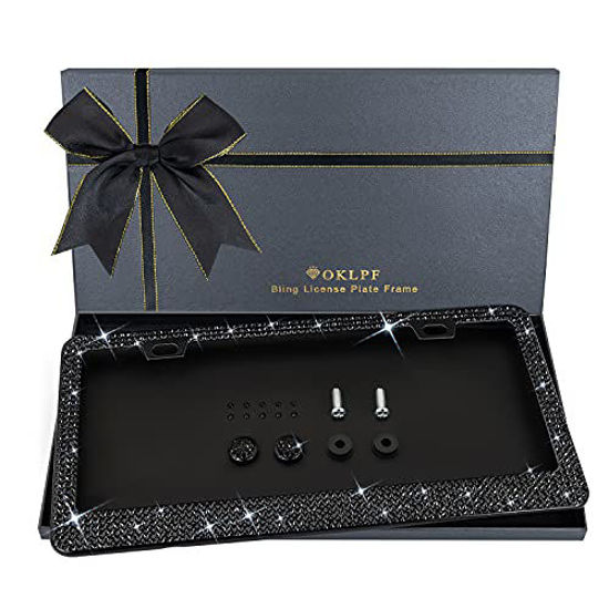 Black rhinestone license plate frame discount