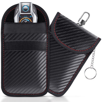 Picture of Lanpard Faraday Bag for Key Fob(2 Pack), Faraday Cage Protector, Car RFID Signal Blocking Key Fob Protector, Double-Layers of Shielding Carbon Fiber Material Anti-Theft Faraday Pouch