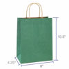 Picture of BagDream Shopping Bags 8x4.25x10.5 Inches 100Pcs Gift Bags Kraft Bags Retail Bags Green Stripe Paper Bags with Handles Bulk, 100% Recycled Paper Gift Bags