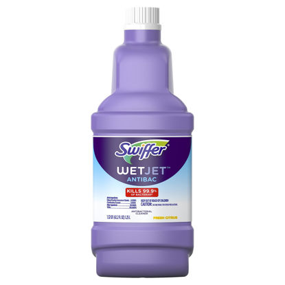 Picture of Swiffer WetJet Antibacterial Solution Refill for Floor Mopping and Cleaning, All Purpose Multi Surface Floor Cleaning Solution, Fresh Citrus Scent, 1.25 Liters