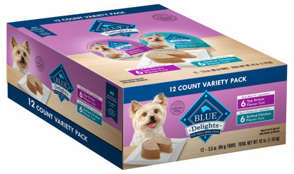Picture of Blue Buffalo Delights Natural Adult Small Breed Wet Dog Food Cups, Pate Style, Grilled Chicken & Top Sirloin 3.5-oz (12 Pack- 6 of Each Flavor)
