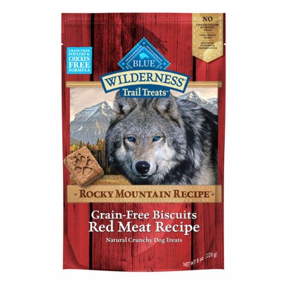 Picture of Blue Buffalo Wilderness Rocky Mountain Recipe High Protein Grain Free Crunchy Dog Treats Biscuits, Red Meat 8-oz bag