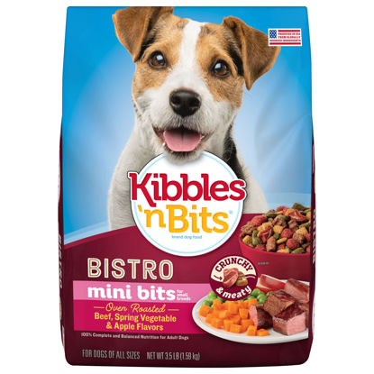 Picture of Kibbles 'N Bits Bistro Oven Roasted Beef Flavor Small Breed Mini Bits Dry Dog Food, 3.5 Pound Bag (Pack of 4)