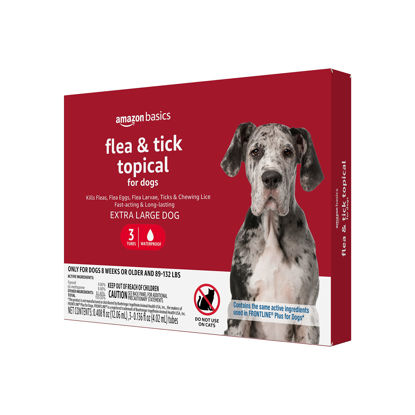 Picture of Amazon Basics Flea and Tick Topical Treatment for X-Large Dogs (89-132 pounds), 3 Count (Previously Solimo)