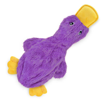 Picture of Best Pet Supplies Crinkle Dog Toy for Small, Medium, and Large Breeds, Cute No Stuffing Duck with Soft Squeaker, Fun for Indoor Puppies and Senior Pups, Plush No Mess Chew and Play - Light Purple