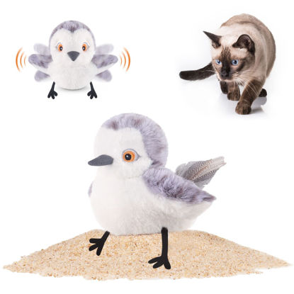 Picture of Potaroma Cat Toys Flapping Bird (No Flying), Lifelike Sandpiper Chirp Tweet, Rechargeable Touch Activated Kitten Toy Interactive Cat Exercise Toys for All Breeds Cat Kicker Catnip Toys 4.0"